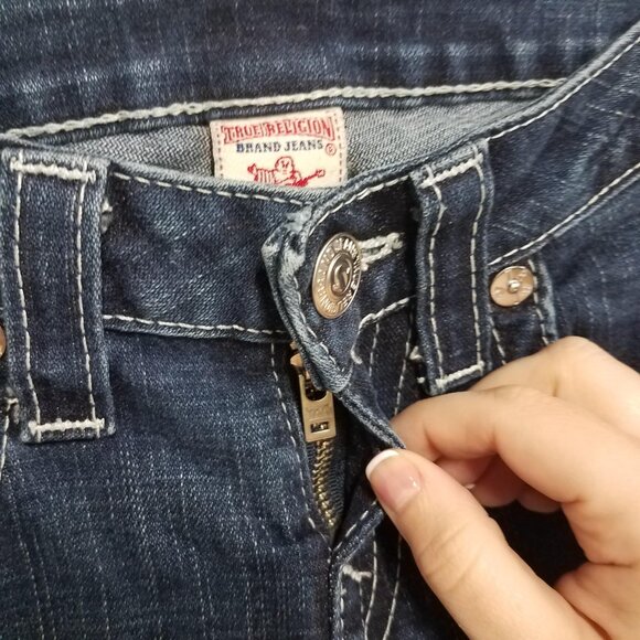 True Religion Johnny Jeans Womens Size 28 Low Rise Straight Leg Blue 10-502TS - Picture 5 of 10